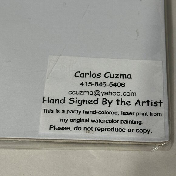 Signed Carlos Cuzma bridge 10x 8” unframed matted hand colored laser print - Picture 3 of 6